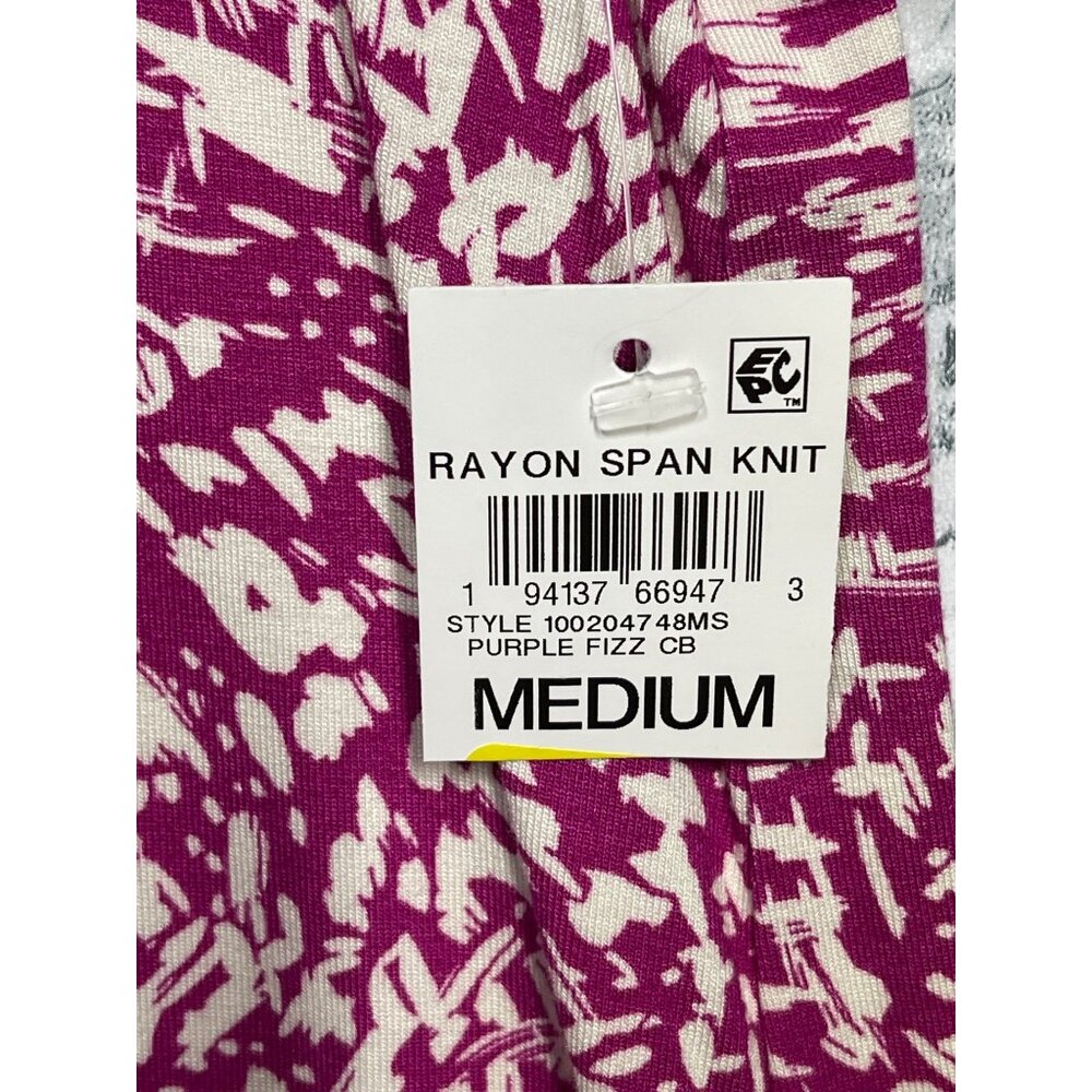 JM Collection Medium Rayon Span Knit Top Purple Fizz Short Sleeve Made In Indone - Picture 8 of 10